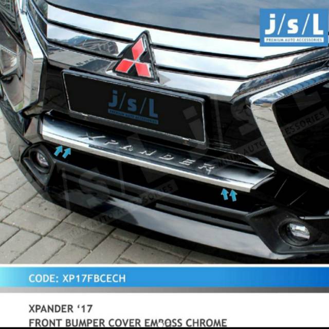 Front bumper cover list bumper depan emboss Hitam Chrome Xpander jsl