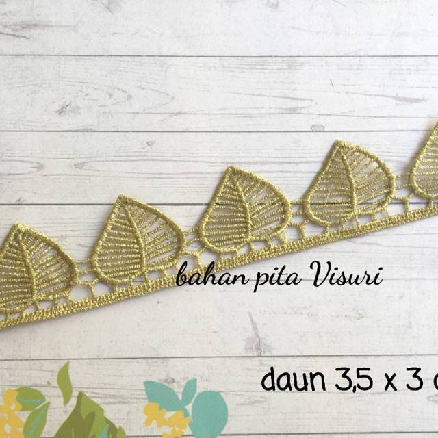 Renda Daun Gold Pendek per 6 pc/ 26 pc