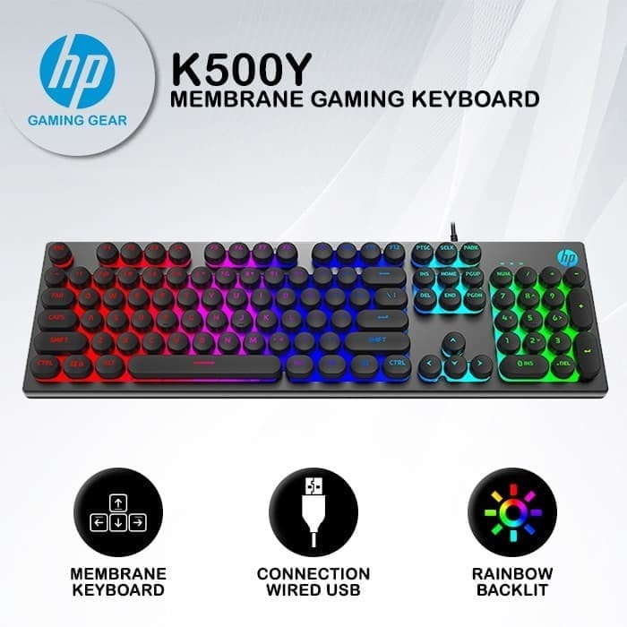 Keyboard Gaming HP K500Y RGB Membrane (Rubber Dump) Keyboard