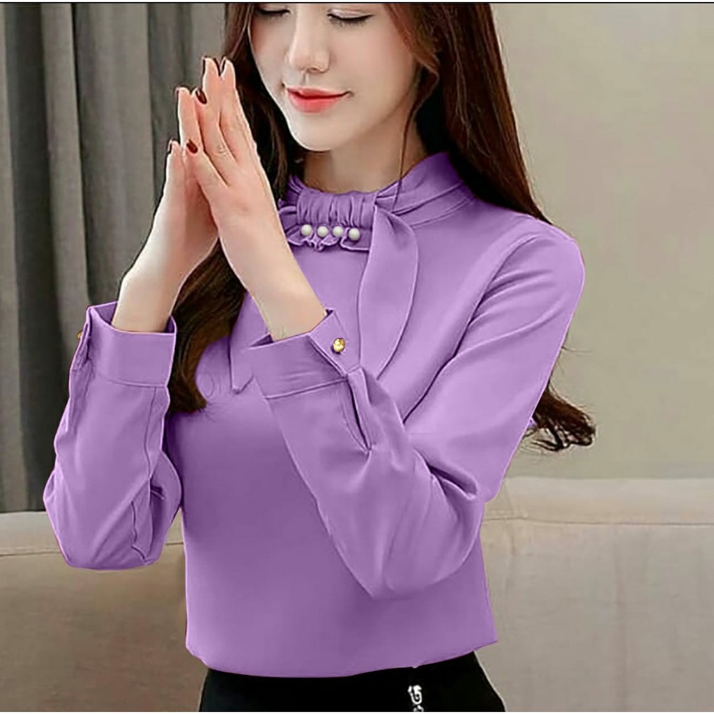 *[IJFK] Blouse Daissy / Blouse Korea Lengan Panjang Mutiara Cantik / Atasan Korea Wanita / Blouse Wanita