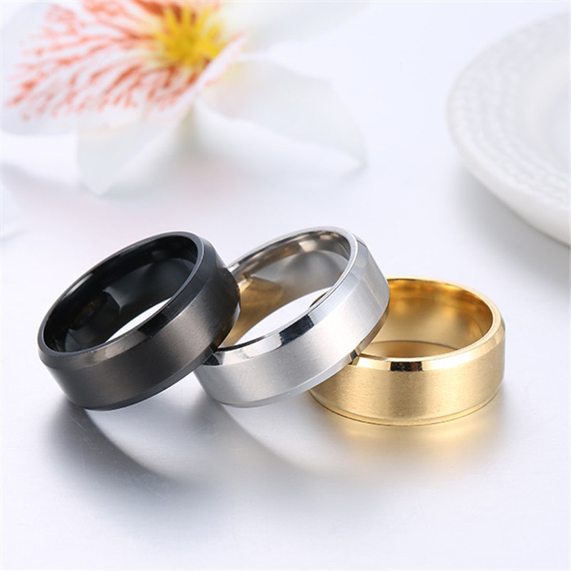 Cincin Jari Bahan Stainless Steel Warna Hitam Emas Silver Gaya Punk Untuk Pria Dan Wanita