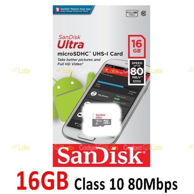 Microsd 16GB 80Mbps Ultra Sandisk