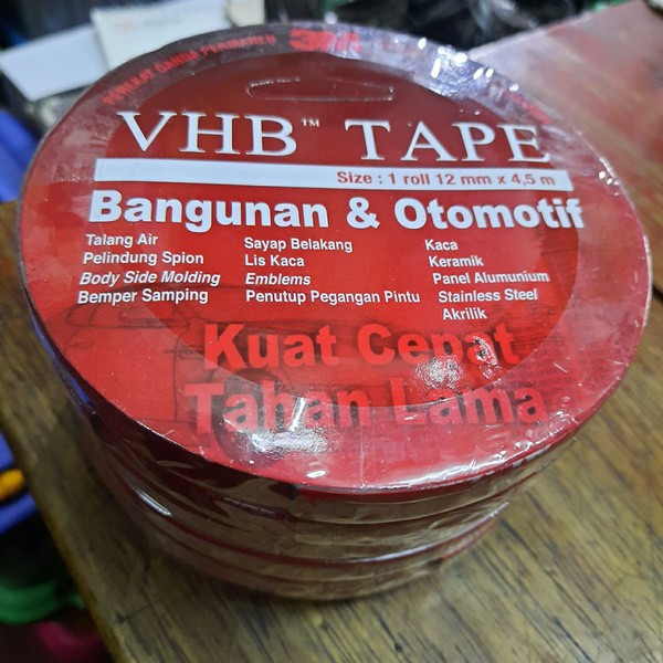 Double Tape 3M VHB 12mm x 4.5mtr Original Kuat dan Lengket