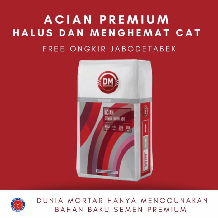 DUNIA MORTAR Acian Instant DM208 Semen Bata Ringan Mortar MU Instan