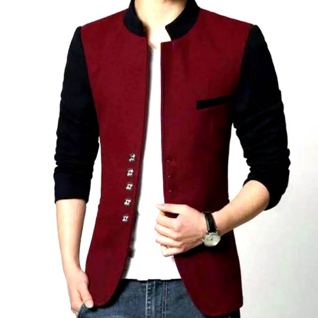 Blazer Maroon Hitam, Jas Blazer Gaul, Blazer Pria Kerja