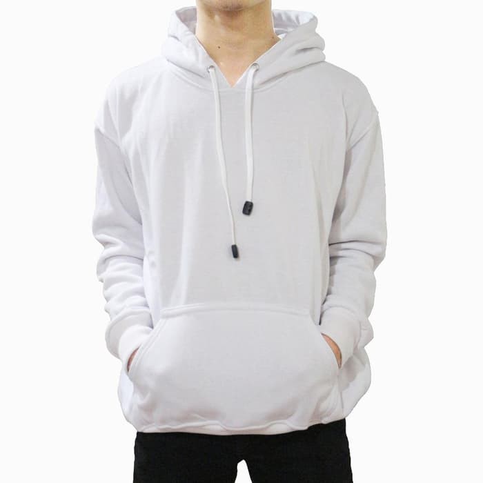 Download jaket hoodie jumper polos warna putih S-M-L-XL unisex ...