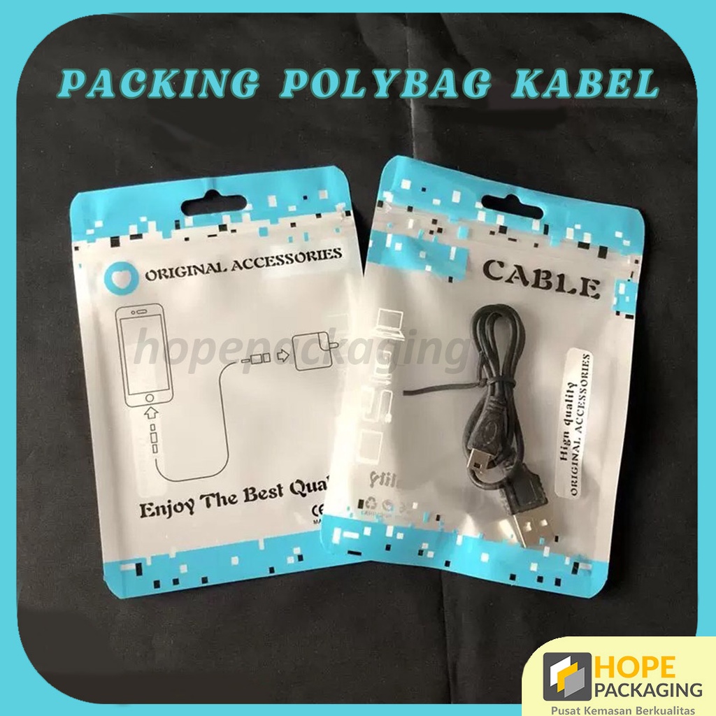 

[50 pcs] Kemasan Packing Kabel Charger Polybag/ Plastik Micro USB / Cable Charger Klip