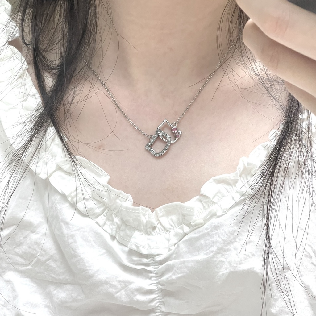 Kalung Rantai Dengan Liontin Hello Kitty Gaya Korea Untuk Wanita