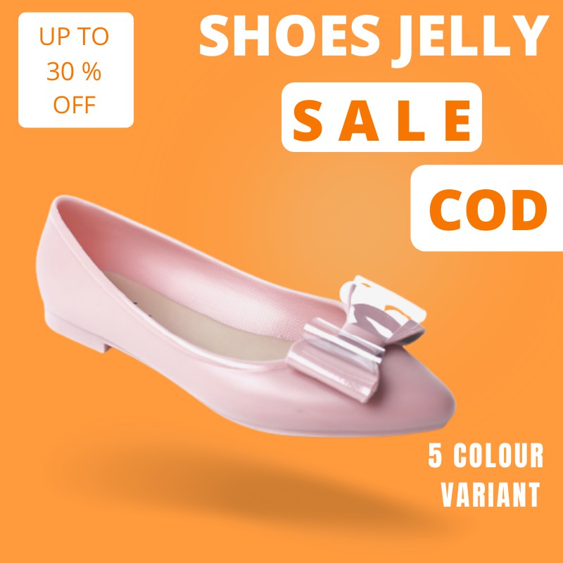 Sepatu flat shoes jelly wanita karet anti air sandal jelly cewek dewasa import model pita kekinian