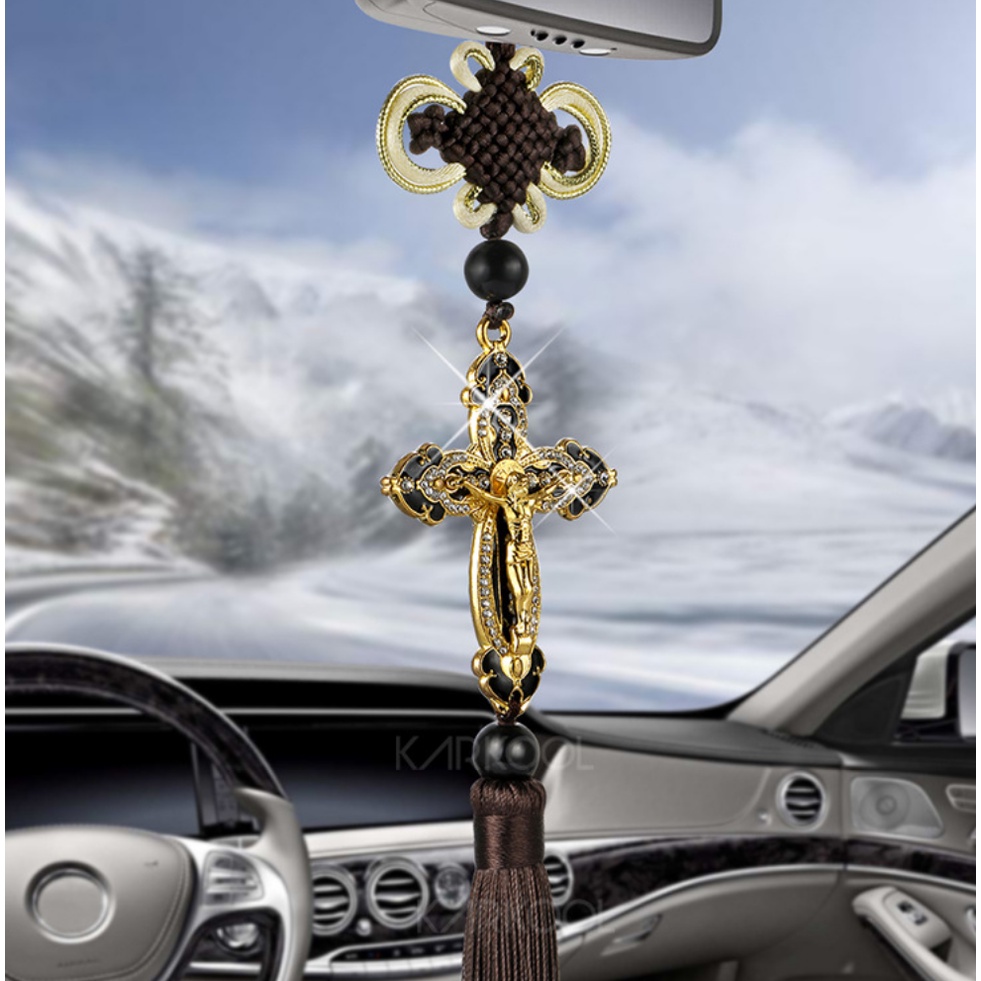 Gantungan Spion Mobil SALIB with Patung Yesus Christian Cross