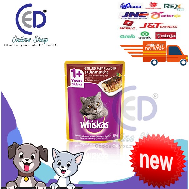 MAKANAN KUCING WHISKAS POUCH GRILLED SABA 85GR