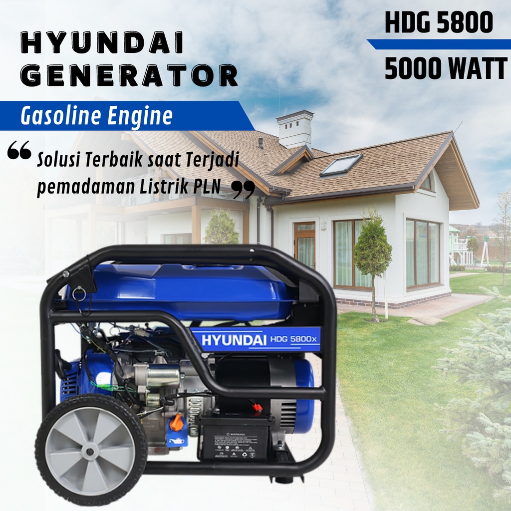 Genset Portable Mini HDG 5800 X Gasoline Engine 5000 Watt