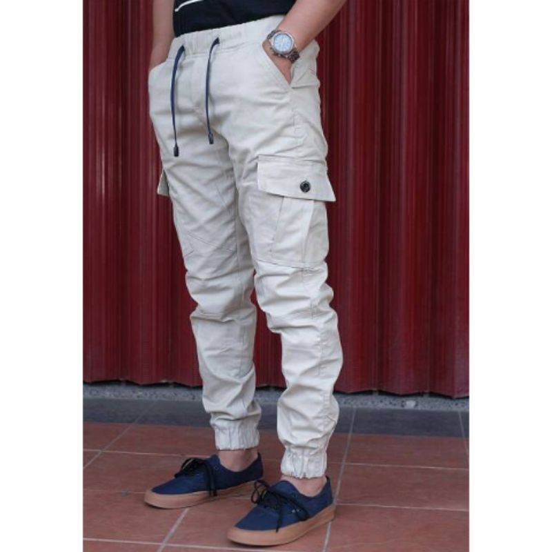 Celana Panjang Jogger Cargo Bahan Melar