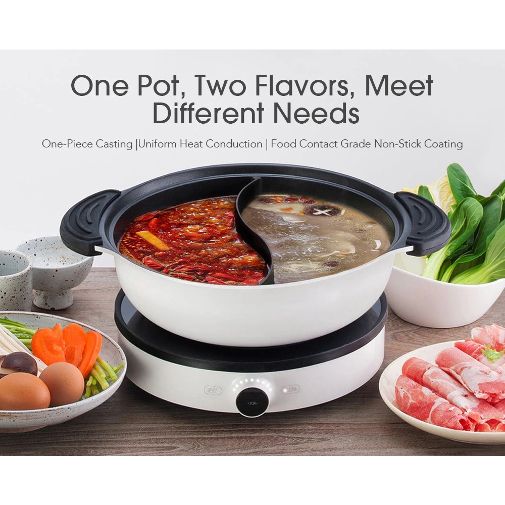 ZHIWU GJT03CM - YUAN YANG Shabu Steamboat Cooking Soup Pot 27 cm - Panci Steamboat Shabu dan Suki 2 Tempat Terpisah untuk 2 Macam Kaldu