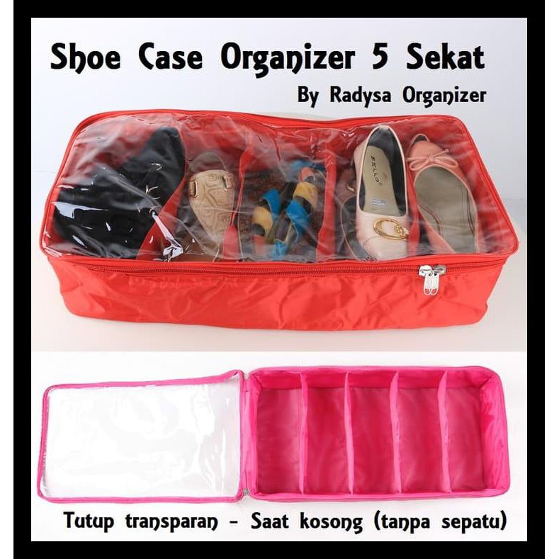 PROMO SCO5 - SHOE CASE ORGANIZER 5 SEKAT - TEMPAT SEPATU 5 PASANG - ORANGE KODE 0589