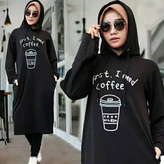 Fourfashion DRESS HODIE WANITA JUMBO COFEE