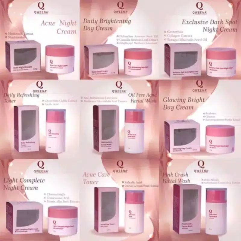 Day Qweena / Night Qweena  / Serum Qweena / Facial Wash Qweena Skincare