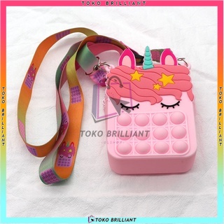 TAS Mainan Squishy Bubble TAS Pop It Bahan Silikon Warna Pelangi Untuk Penghilang Stress Anak / Dewasa [COD]