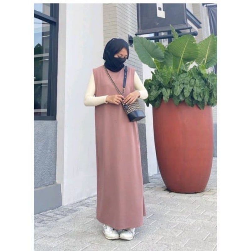 (BAHAN KNIT)INER DRESS KNIT/longdress KNIT premium/iner dres tanpa lengan