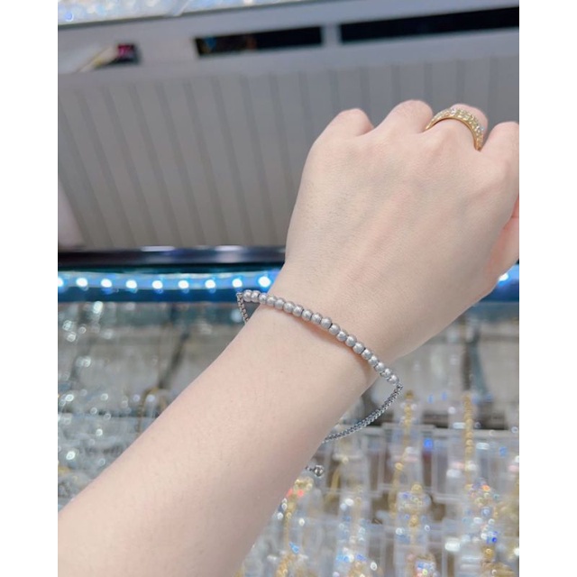 Gelang titanium serut bola silver