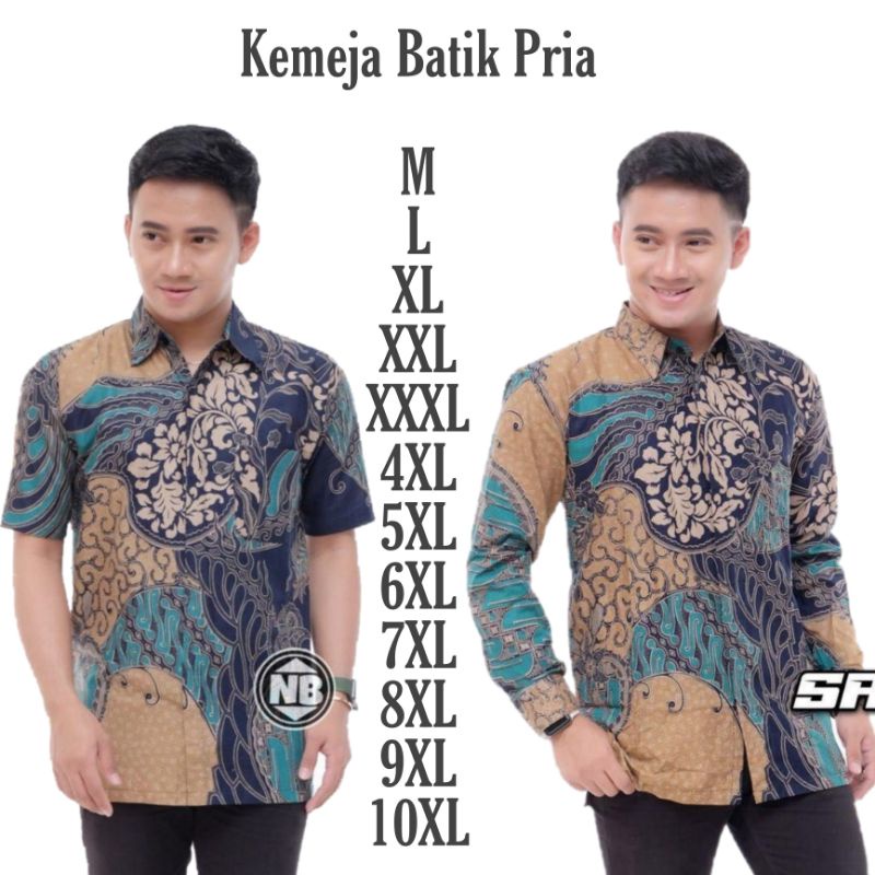 Kemeja Batik Pria Lengan Panjang Kemeja Batik Pria Lengan Pendek size M L XL XXL Jumbo Big size Bahan Berkualitas