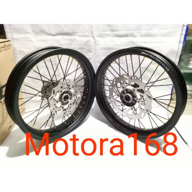 Sepaket Velg Sprint Xd Supermoto Ring 17 /Paket Velg Supermoto SumoMoto Klx Bf Dtracker jari2 Tromol