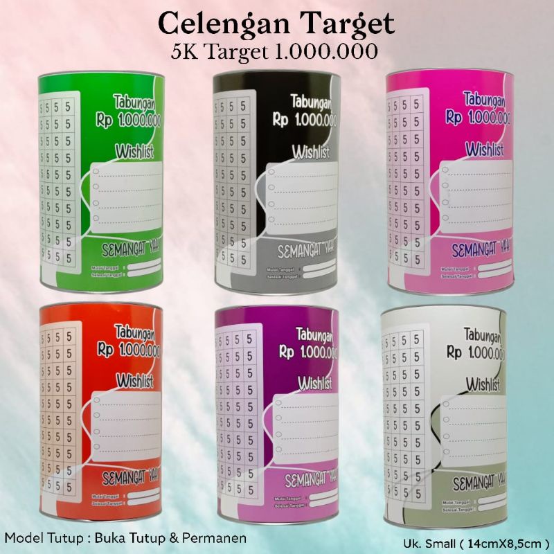 Celengan Target Murah BukaTutup Celengan Target Permanen Celengan Tabungan Target Celengan Anak-5k GET 1JT