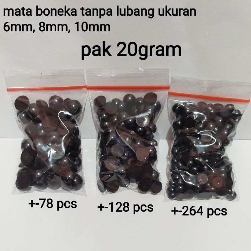 mutbel hitam 6mm 8mm dan 10mm / mata boneka tempel