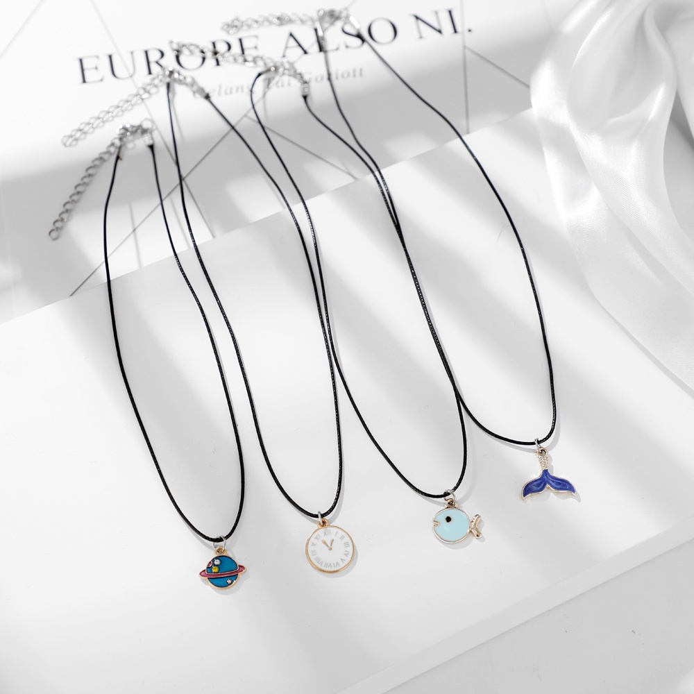 Kalung Rantai Choker Liontin Kartun Planet Mermaid Gaya Korea Untuk Wanita