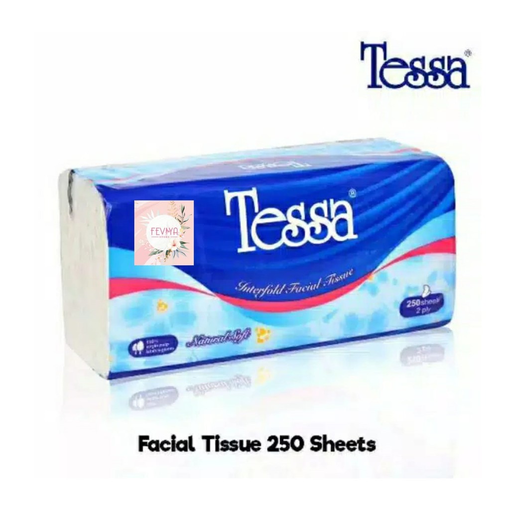 (beli 5= gratis ongkir via shopeepay ) Tisu wajah TESSA 250 lembar 2 ply natural soft