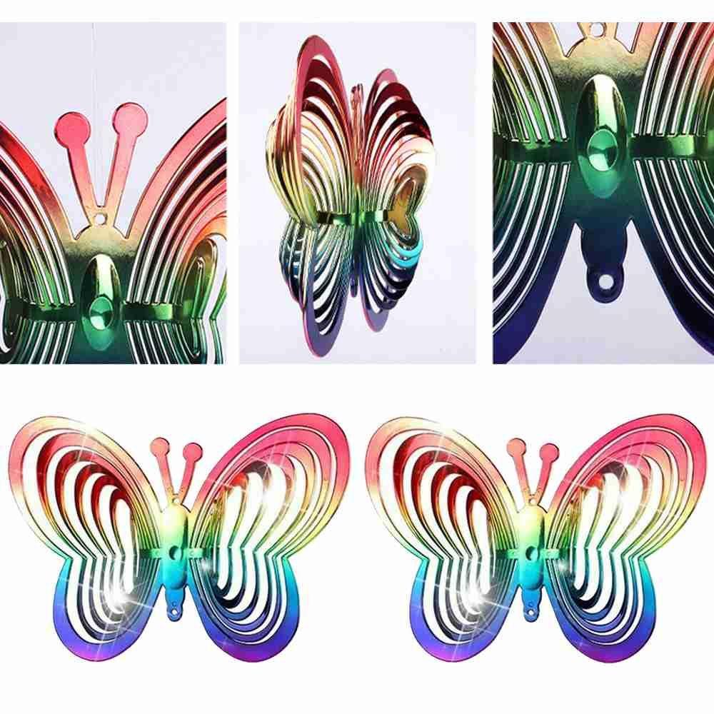 Populer 2PCS Butterfly Wind Spinner Dekorasi Halaman 3D Dekorasi Taman Wind Chime