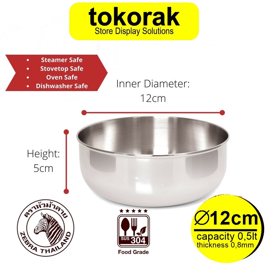 WATER BOWL 12 CM ZEBRA 111012 - MANGKOK STAINLESS - MANGKOK KOBOKAN