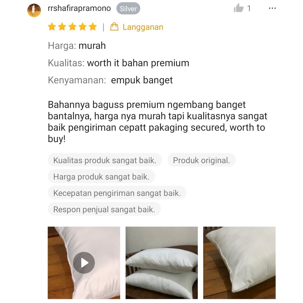 Bantal Tidur 43x60 Isi 640gr Silicon Premium / Bantal Tidur Putih Polos / Kamsu Pillow