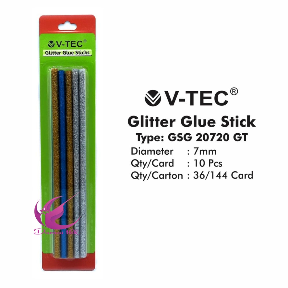 

Lem Tembak / Lem Bakar Kecil 1 pak isi 10 pcs V-Tec GLUE STICK TYPE GSG 20720 GLITTER