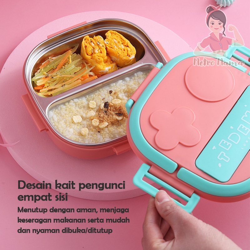 Kotak Makan Anak sekolah LUNCH BOX SET STAINLESS STEEL 304 Ada Kotak