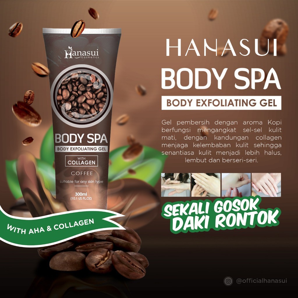 Hanasui body spa 300ml ALOEVERA/CHERRY/BLUEBERRY/LEMON/ORANGE/RAINBOW/RICE, DAN SABUN