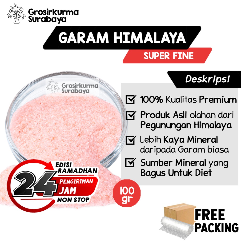 Garam Himalaya Super Fine 100gr Murni Tanpa Campuran Organic Rock Salt Himsalt Pink Himalayan