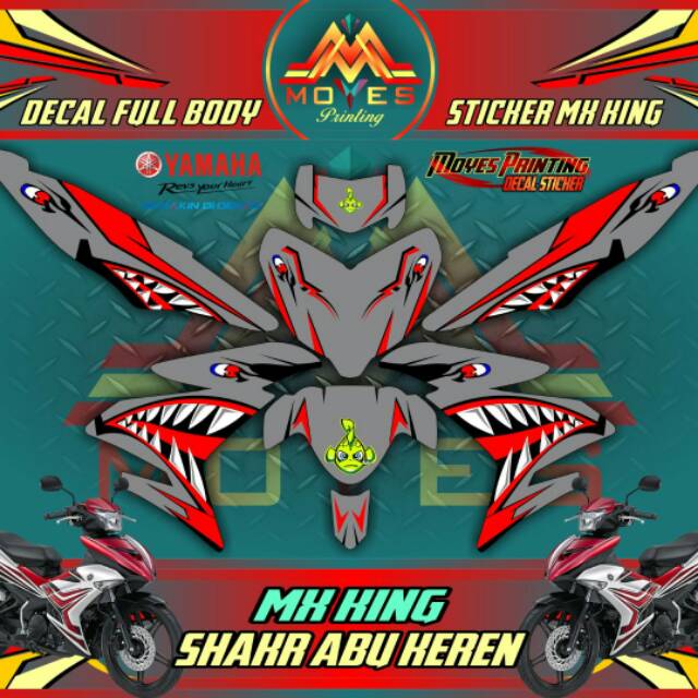 Decal fullbody Sticker Motor Mx King Decal striping Motor Yamaha Mx king Shark Merah