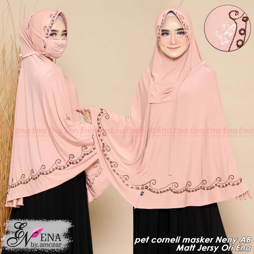 Jilbab Jumbo Ped Corneli  Jersey Panjang Depan dan Belakang Ori Ena