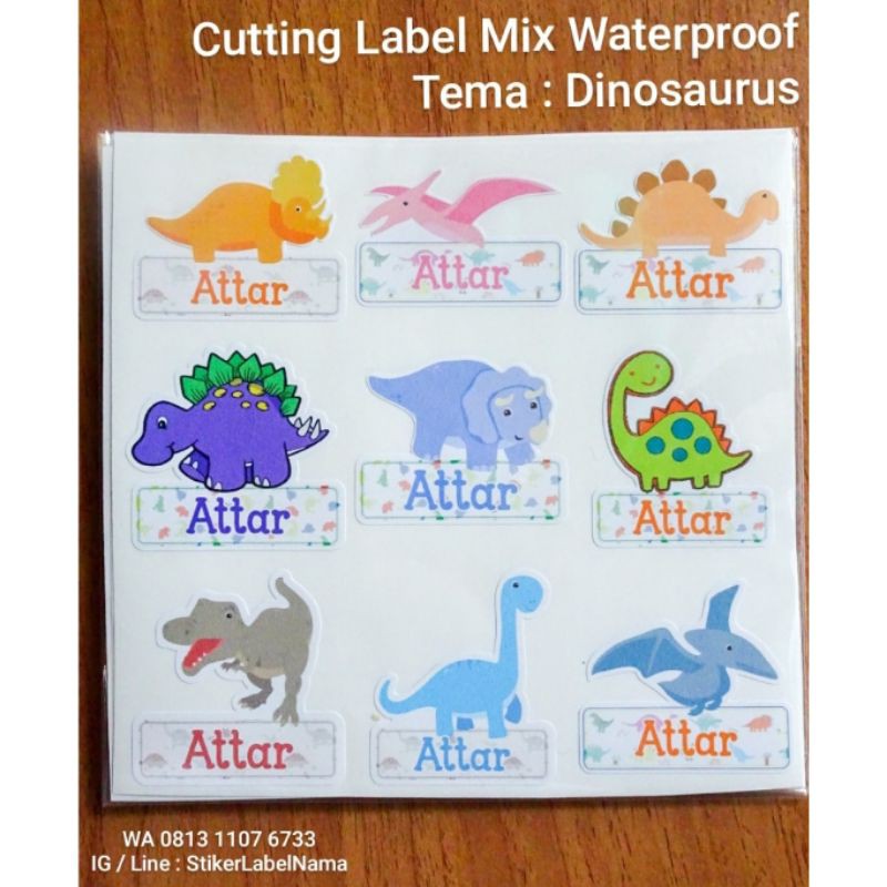 

DINOSAURUS ~ CUTTING LABEL MIX WATERPROOF / CUTTING STIKER / LABEL NAMA / STIKER LABEL NAMA WATERPROOF