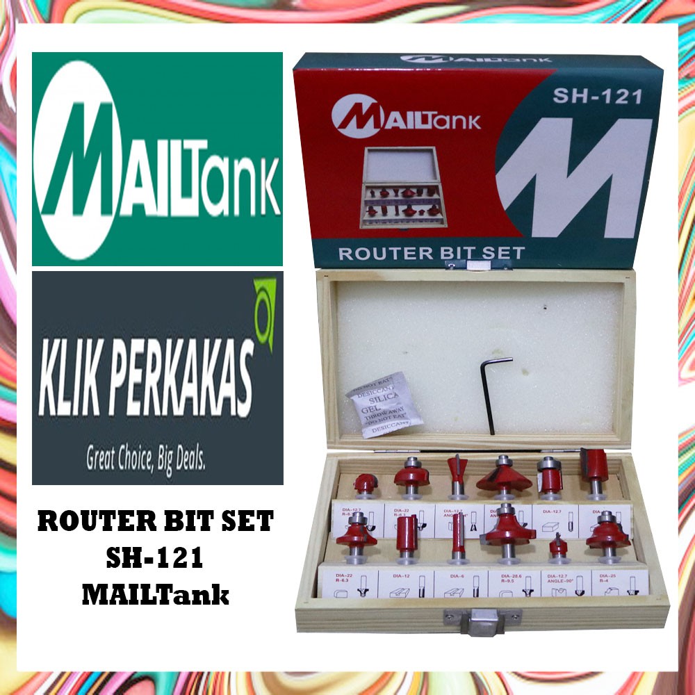 MATA PROFIL KAYU SET 12 PCS ROUTER BIT SET MAILTANK SH-121