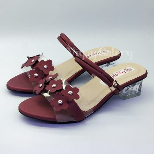 Sandal Heels Kaca Anak Sampai Dewasa Heels Hak Kaca Mika Bunga