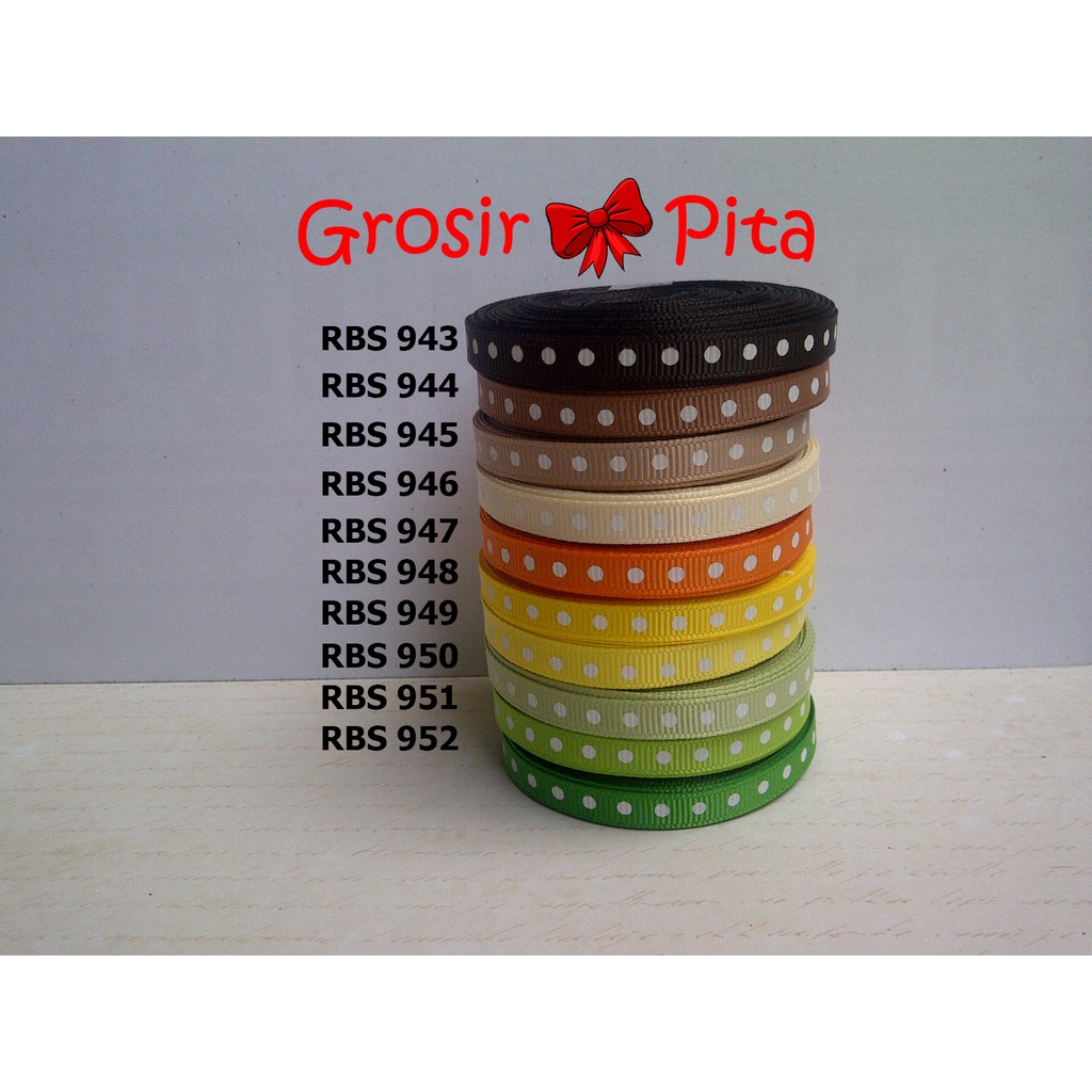 

(25 yard) Pita Grosgrain Motif Polkadot RBS 943,944,945,946,947,948,949,950,951,952 | Toko Bahan Craft | Grosir Pita