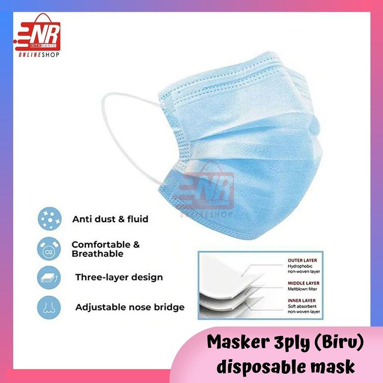 Masker 3 ply / Masker tiga ply / Masker dewasa / Masker box isi 50 pcs