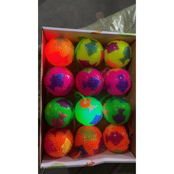 12 PCS Mainan Bola Karet Duri Nyala dan Bunyi - Flashing Spiky Ball