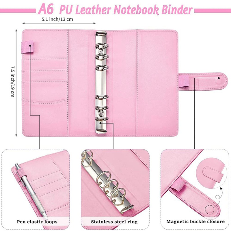 A6 Cash Envelopes Binder Wallet,PU Budget Planner Notebook for Cash Budgeting,Envelope Wallet,Savings Money Binder B