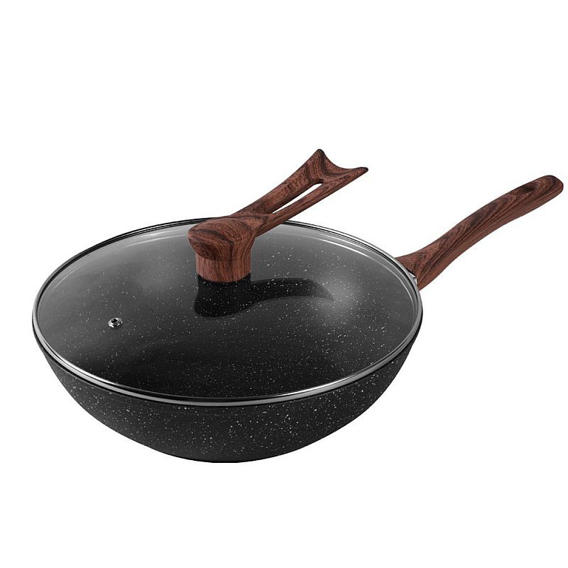 IDEALIFE - Wok Cookware - Panci Wajan Penggorengan 30cm - IL-30WK + Tutup Kaca