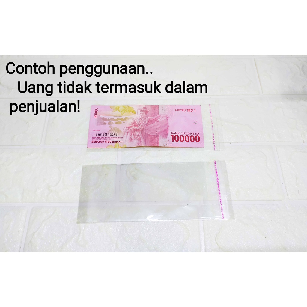 ( 50 pcs ) Plastik Uang OPP LEM Uk. 7cm x 15cm - plastik uang/duit/acc