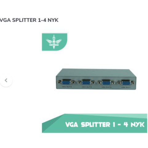 Vga splitter nyk 4 port 150mhz 1440p 1 input Pc to 4 output monitor adaptor box - Vga 15 pin cabang 4 slot