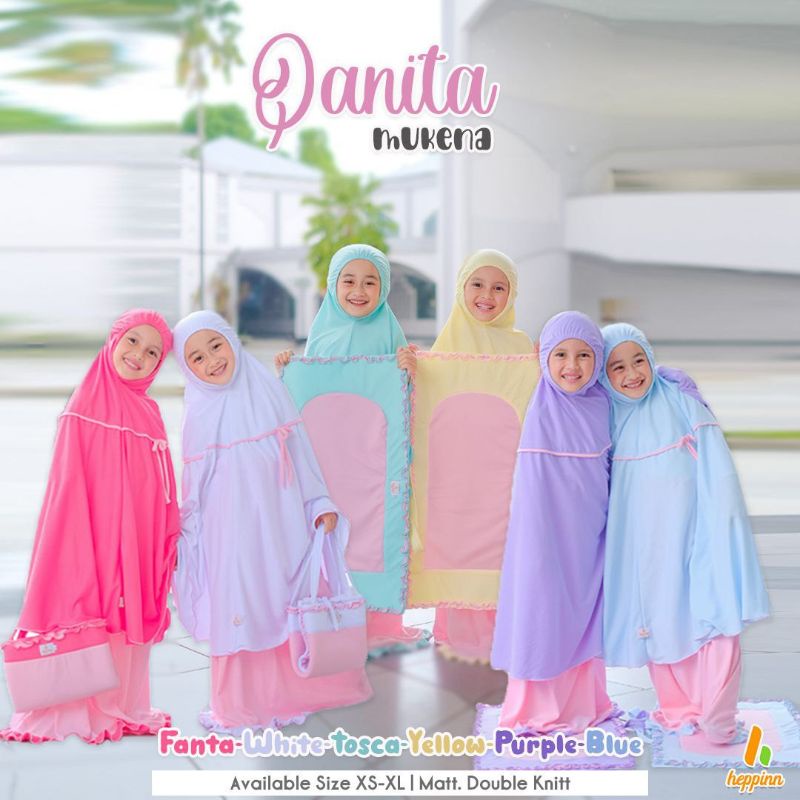 Mukena Anak Kaos, Mukena Qanita set Sajadah Tas